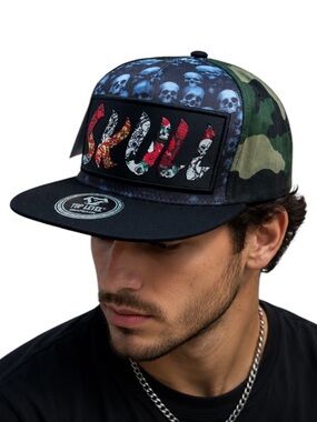 Top Level Skull Camo Snapback Hat Flat Bill Adjustable One Size NWT!!